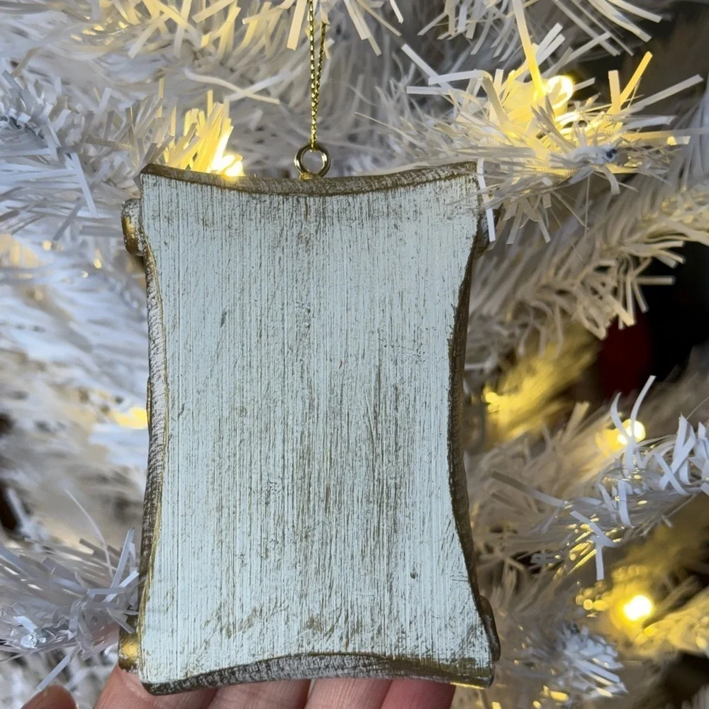 Vintage 1974 Heavy Gold Scroll Nativity Scene Collectible Ornament